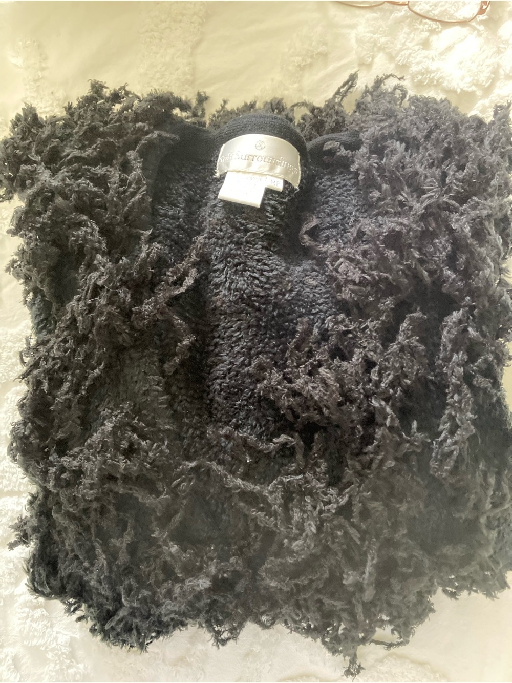 Soft Surroundings Black Fringe-Trim Open Cardigan - Picture 3 of 5